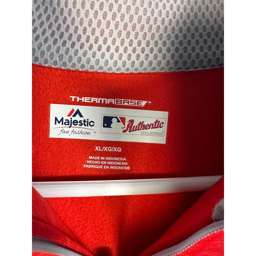 Majestic Therma Base MLB‎ Authentic Red Quarter Zip Pullover Fleece Mens XL W328
